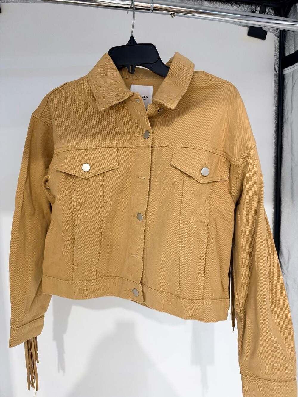 Fringe Jacket Size S Tan Corduroy Crop